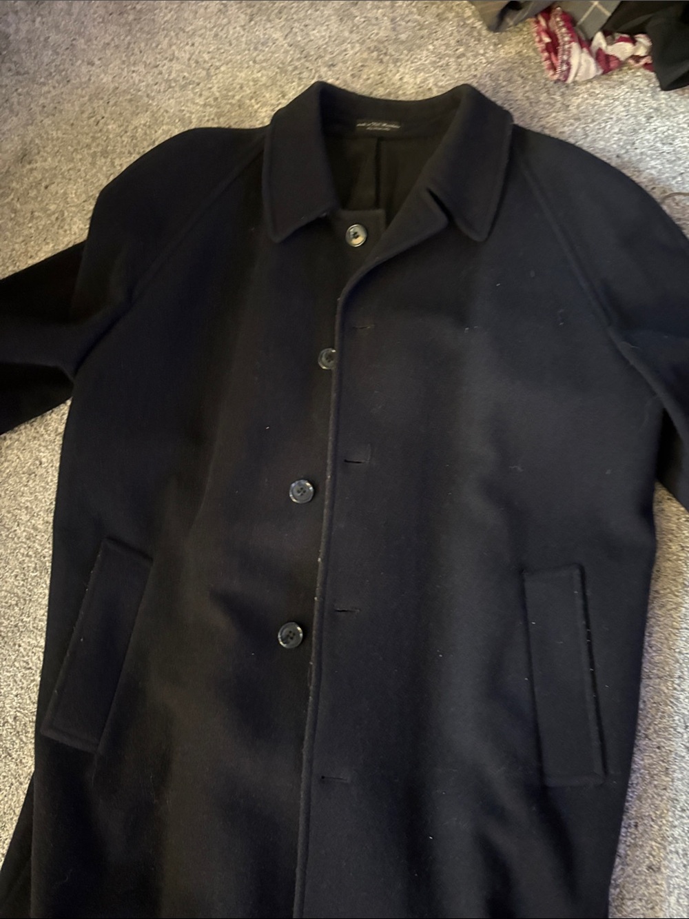 Kasper Black Wool Pea Coat with Button Front